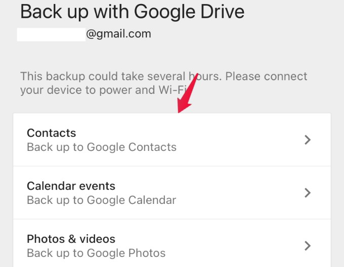 GDrive backup data settings