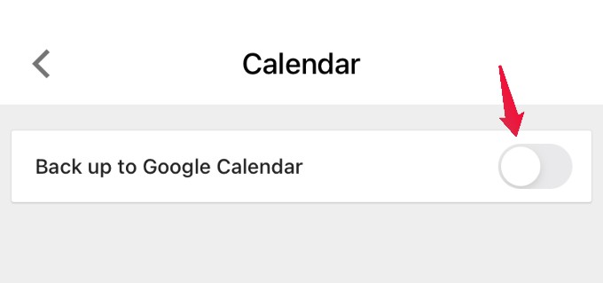 GDrive disable backup for calendar