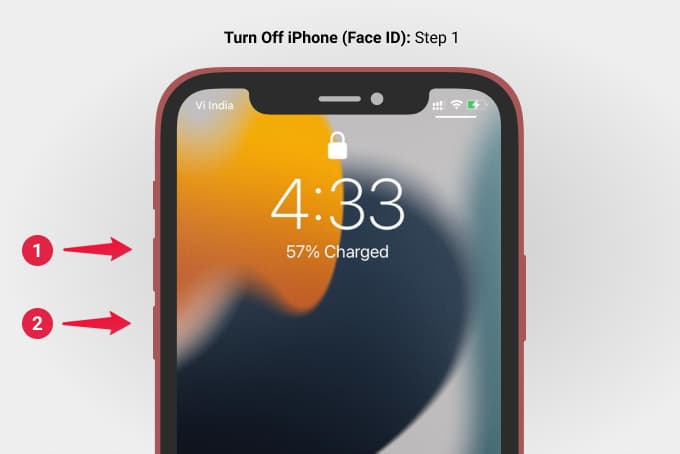 Press Volume Up and Volume Down Button to Power Off iPhone Step 1