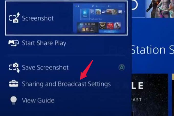 Sharing and Broadcast Settings in PS4