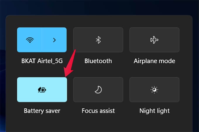 Turn on Battery Saver Mode in Windows 11