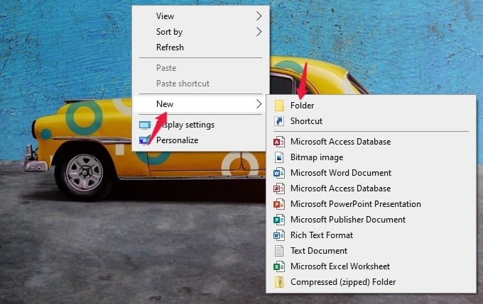 create new folder windows desktop