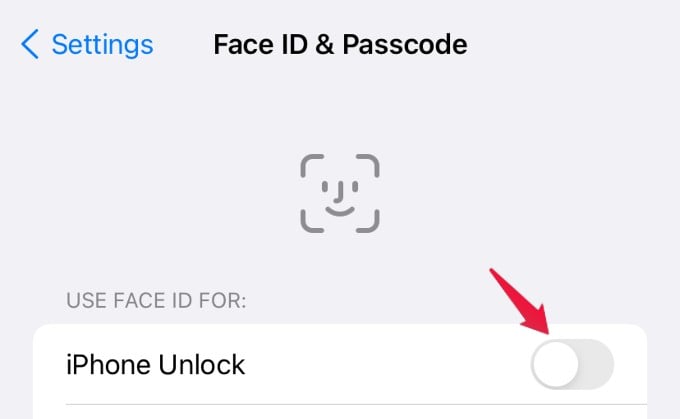 disable face id iphone