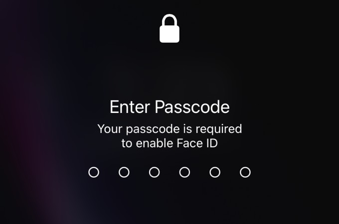 face id disabled screen