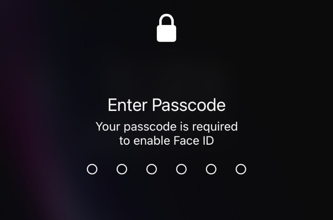 face id disabled screen