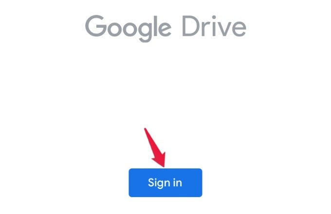 google drive app signin option