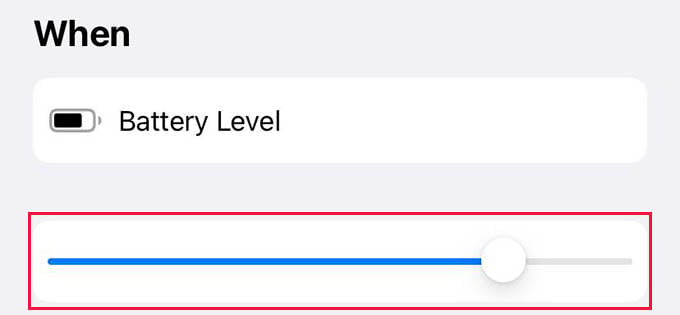 iPhone Battery Level Automation Slider