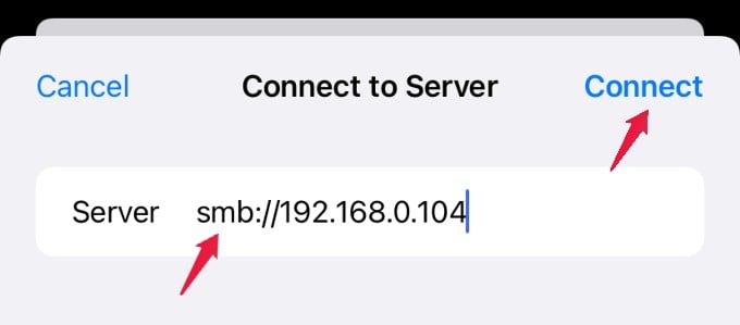 iphone enter server address