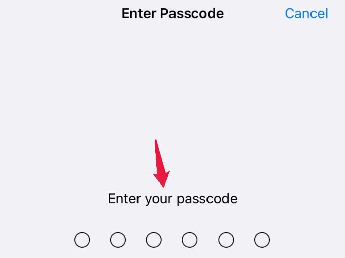 passcode enter screen iphone