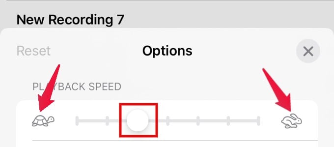 voice memo play back speed settings