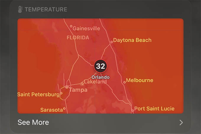 Apple iPhone Weather App Temperature Map