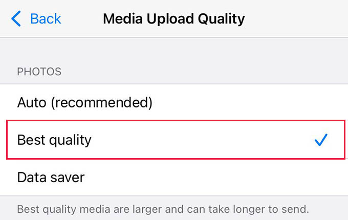 Best Quality Media Upload in WhatsApp for iPhone