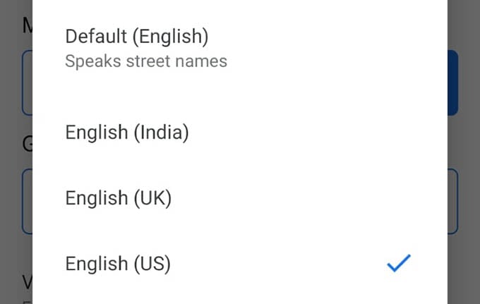 Choose Google Maps Voice Language on Android