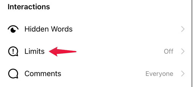 Comment Limits Settings on Instagram