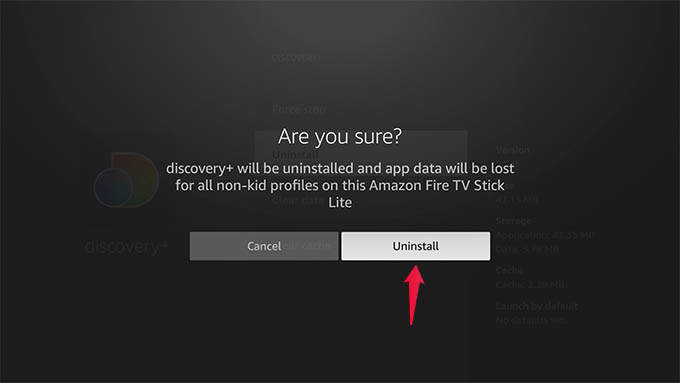 Confirm to Uninstall Apps on Fire TV