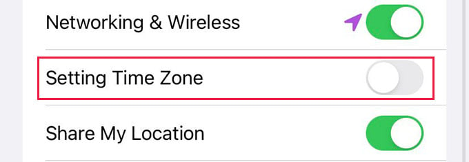 Disable TimeZone Settings on iPhone
