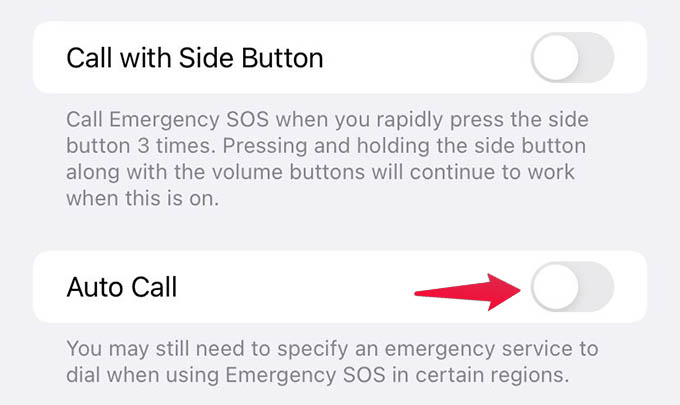 Disable iPhone Emergency SOS Auto Call