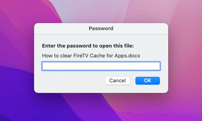 Enter Password to Open Password Protected Word File in Mac