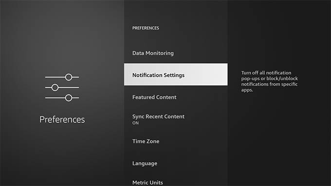 Fire TV Notification Settings