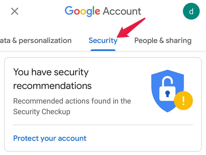 Google Account Security Options Android