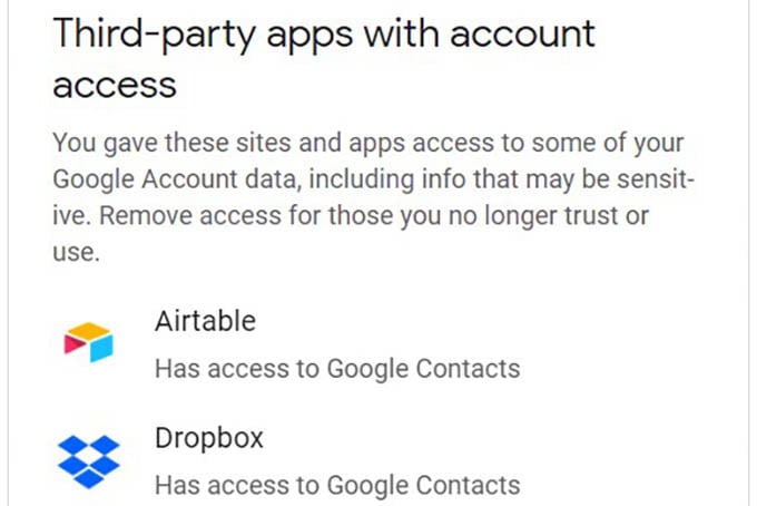Google Account Third Party Access