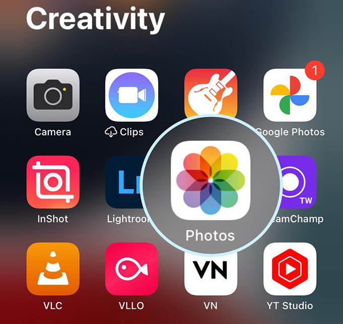 Open Photos App on iPhone