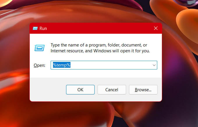 Open Temp Folder in Windows 11