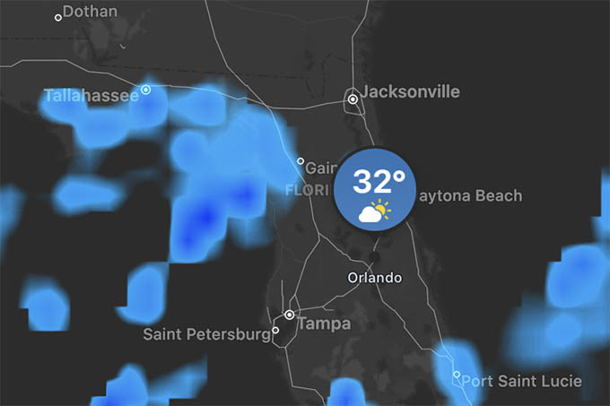 Precipitation Weather Map on iPhone