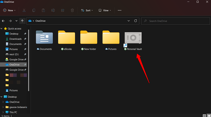 onedrive personal vault folder