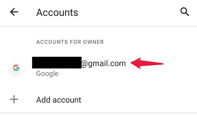 Select Google Account in Android