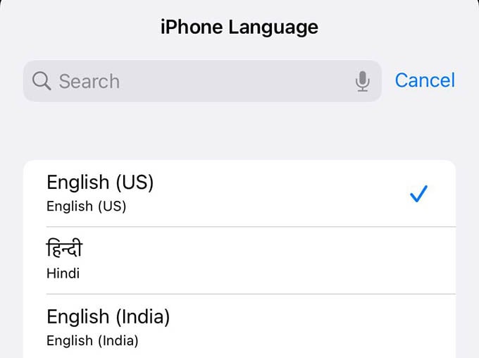 Select iPhone Language