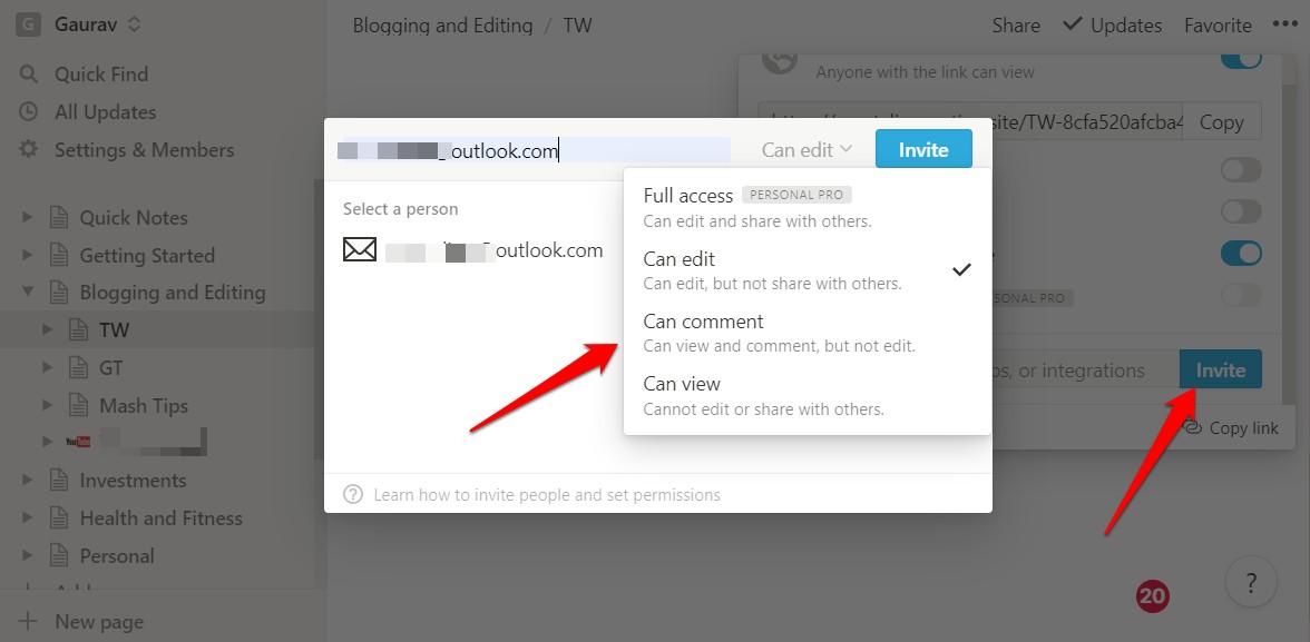 How To Share Notion Page And Manage Permissions MashTips