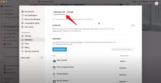 notion member management settings