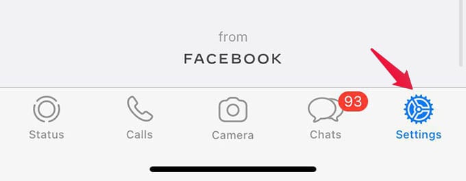 WhatsApp Settings on iPhone