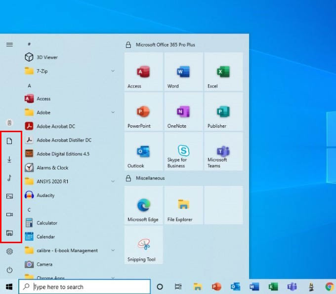 Start Menu folders in Windows 10