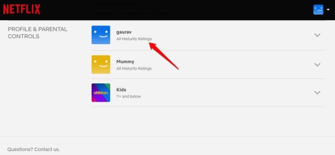 choose netflix profile to change display language