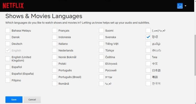 netflix show and movie language