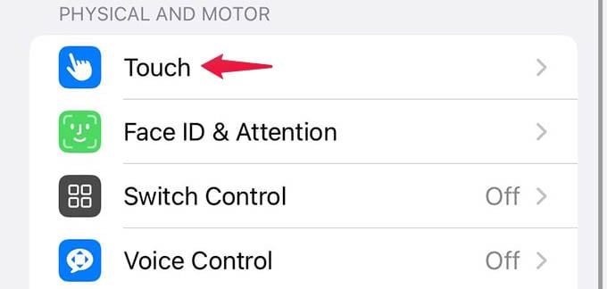 iPhone Accessibility Touch SettingsiPhone Accessibility Touch Settings