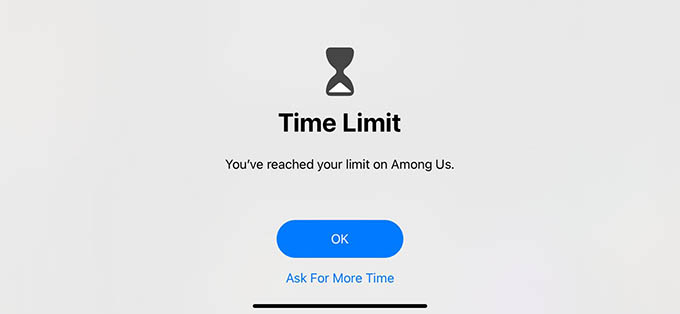 iPhone App Time Limit Reached