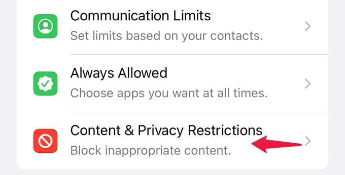 iPhone Content and Privacy Settings