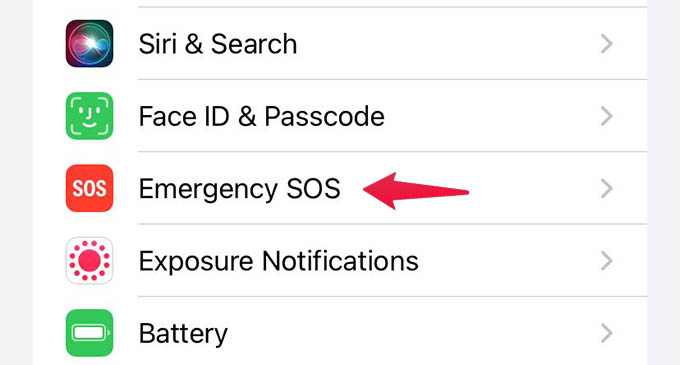 iPhone Emergency SOS Settings