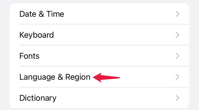 iPhone Language and Region Settings