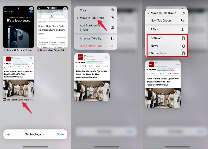 moving tab in tab group safari