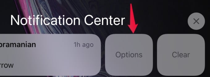 options menu notifications