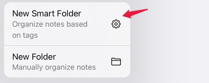 smart folder creation notes app