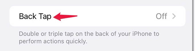 Back Tap Settings on iPhone
