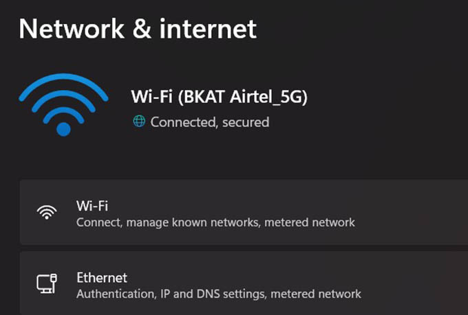 Check Network Name from Settings in Windows 11