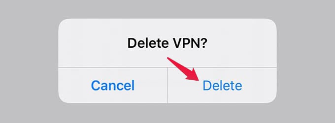 Confirm to Delete VPN on iPhone