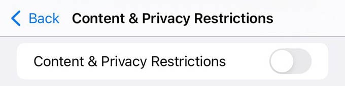 Disable Content and Privacy Restrictions on iPhone