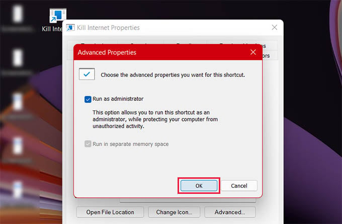 Enable Run as administrator for Shortcut in Windows